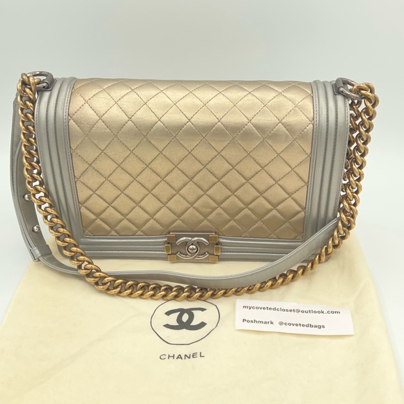 CHANEL Handbags - Chanel Metallic Gold and Silver Boy Bag! Stunning combination!🩶💛